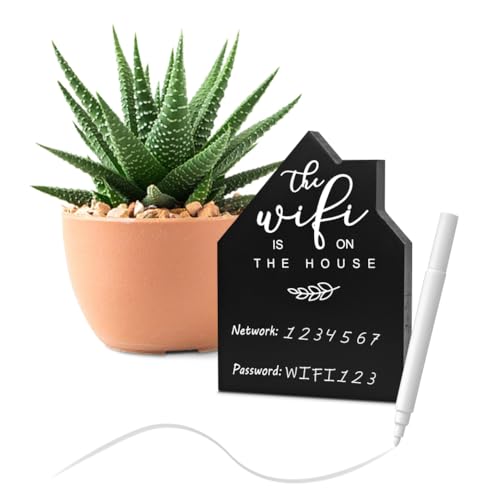 Wifi Password Sign for Home Guests (Leaf House, 4.9" x 3.7")