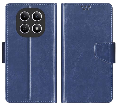 Image of SBMS Flip Cover for Redmi Note 15 5G Poco M8 5G Back Cover Case with Magnatic Closure | Genuine Leather Finish | Inbuilt Stand | Card & Money Pocket | Wallet Style Flip Back Case Cover (Blue)