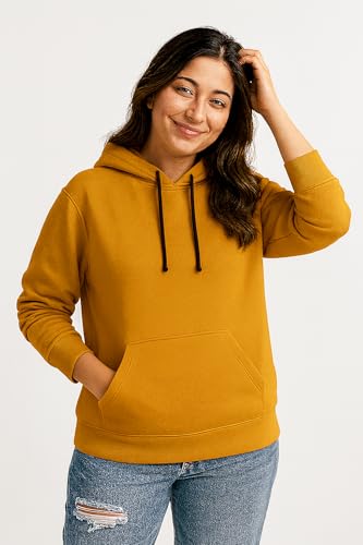Image of Women's Black Fleece Hoodie Oversized Fit Soft Warm Winter Hooded Sweatshirt with Kangaroo Pocket
