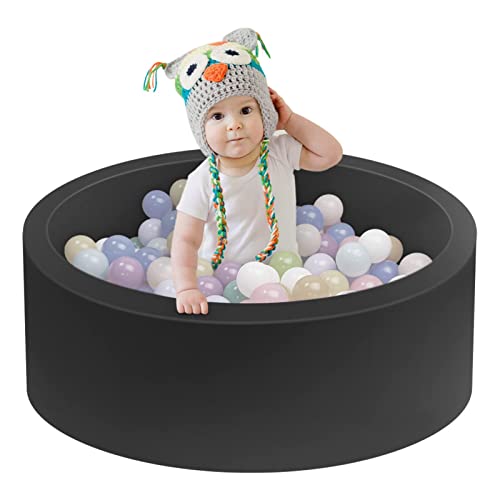 Image of HARBOLLE Baby Ball Pit Soft Round Memory Foam Ball Pits NOT Included Balls Indoor Outdoor Playpen for Babies Toddlers Kids Infants Ideal Birthday Gift for Girls Boys, Black