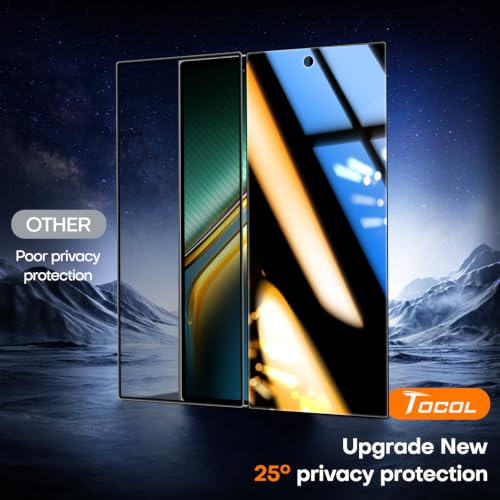 Image of TOCOL for Galaxy Z Fold 8 Ultra Privacy Screen Protector | Easy Installation, 25 Anti Spy, Data Protection, 9H+ Tempered Glass, 8FT Military Grade Shatterproof, Anti-Scratch, 2 Pack