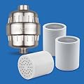 AquaBliss SF100-BN Revitalizing Shower Filter w/ 1 Replaceable Revitalizing Filter Cartridge Inside - Plus 3 Extra SFC100 Filter Cartridges (Exclusive Bundle)