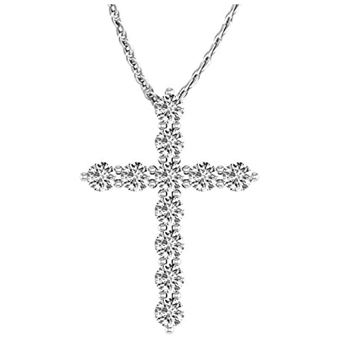 Houston Diamond District 1 Carat Total Weight 14K White Gold Diamond Cross Value Collection Cover