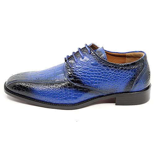 Men's Alligator Crocodile Print Oxford Fashion Lace Up Dress Shoe Croco-03 (Royal Blue, Us_Footwear_Size_System, Adult, Men, Numeric, Medium, Numeric_10) #TOP1