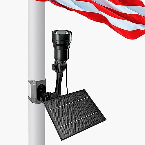 RAYSLIT Flag Pole Light Solar Powered - Zoomable Focus Flagpole Solar Light Fits 2-6" Diameter Solar Flag Pole Lights Outdoor Dusk to Dawn Brightest Solar Light for Flagpole 100% Coverage Flag Lights