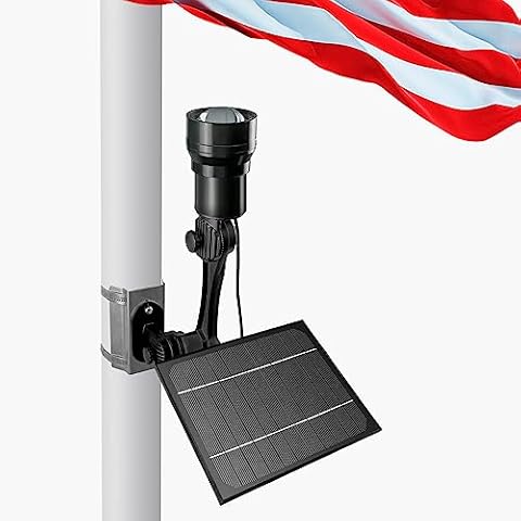 RAYSLIT Flag Pole Light Solar Powered, Made of Metal with Zoom Special Lens, Fits Diameter 2-6" Flagpole Solar Light, Brightest Waterproof LED Solar Flag Pole Light Outdoor Dusk to Dawn Cover