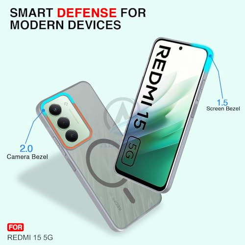 Image of AESTMO Redmi 15 5G Back Cover | Slim Hard Shell | Matte Frosted Hard Back Translucent Back Cover for Redmi 15 5G (Compatible with MagSafe Accessories) (Grey)