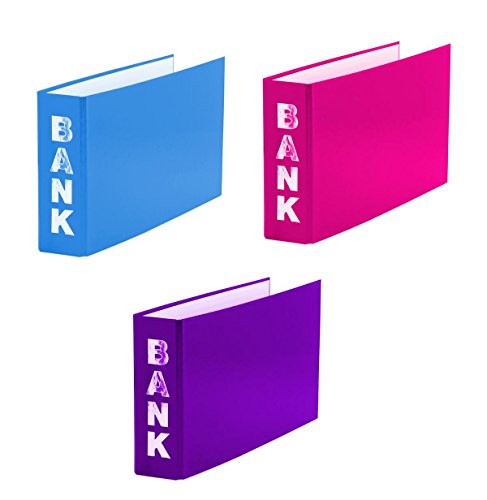 3x Bankordner / 140x250mm / für Kontoauszüge / je 1x hellblau lila pink