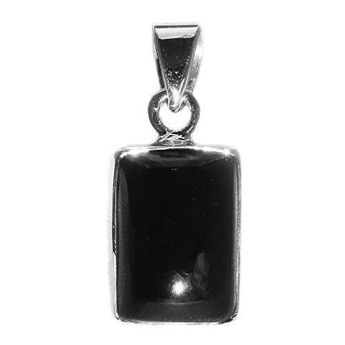 Colgante de onyx negro en plata maciza 925 con piedra elegante de 10 x 14 mm