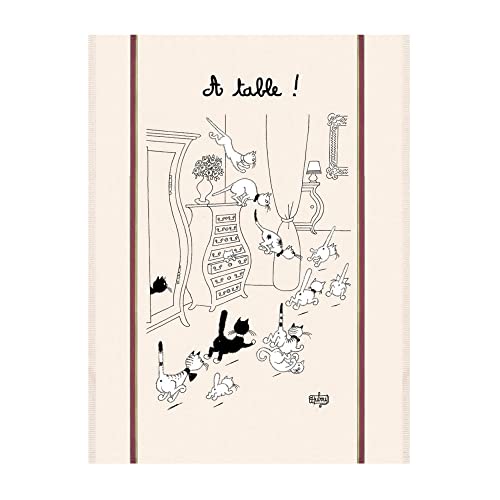 TORCHON COTON GRANDE TAILLE 60x80cm LES CHATS DUBOUT RETOUR DES COURSES
