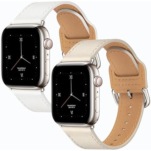 POWER PRIMACY Bands Compatible with Apple Watch Band 38mm 40mm 41mm 42mm for Men Women iWatch Series 10/9/8/7/6/5/4/3,SE(Beige+White Cover