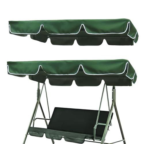 Toit pare-soleil pour balancelle de jardin - Universel - 195 x 125 x 15 cm - Auvent d'extérieur imperméable - Pour balancelle de jardin - Vert foncé