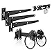 Price comparison product image XFORT Black Ring Latch Set with T-Hinges, Brenton Bolt & Discus Padlock, Heavy-Duty Garden Fittings for Hanging Wooden Gates, Complete Set with Ring Latch, T Hinges & Padbolt Lock