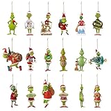 Christmas Decoration, Green Christmas Ornaments,18pcs Christmas Tree Resin Pendant, Xmas Hanging Decorations, Christmas Tree Ornaments Hanging Pendants