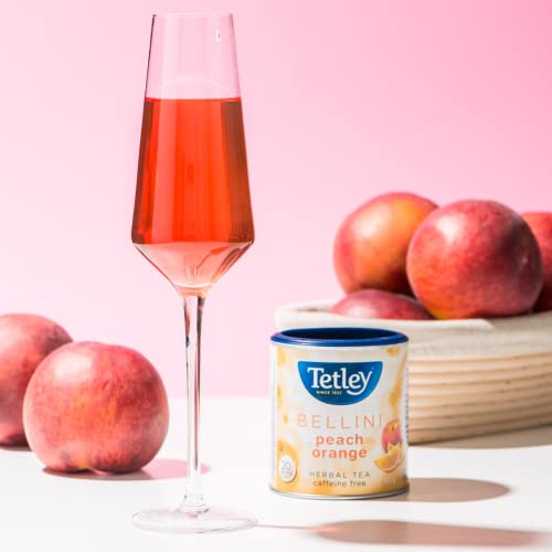 Tetley Bellini Peach Orange Herbal Tea Caffeine Free 20 Round Tea Bags #TOP4