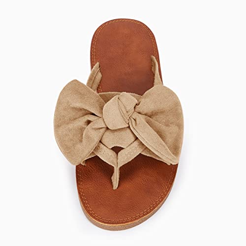 Image of FISACE Womens Bow Flat Sandals Flip Flops Slide Sandals Summer Beach Shoes