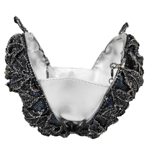 Image of Boutique De FGG Mini Round Flower Crystal Clutch Purses for Women,Formal Evening Bags,Rose Wedding Clutch Bag Party Handbags