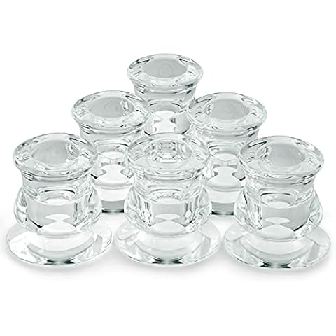 Clear Glass Candle Holders, Ymenow 6pcs Glass Tea Light Candle Holders for Candlestick Candles Holders for Pillar Candles Taper Candles / for Living Room Wedding Halloween Decor - Dia 0.94in/2.4cm Cover