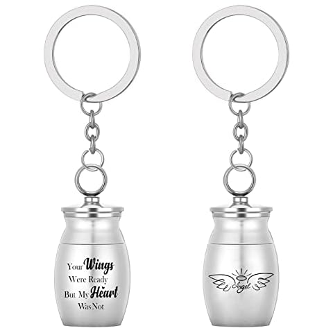 Bestomrogh Mini Cremation Urns Small Keepsake Urns Stainless Steel Memorial Ashes Holder Cremation Jewelry for Human Pet 25 * 16mm Cover