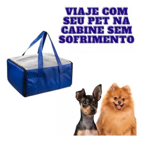 Bolsa Pet Transporte Aéreo Padrão Azul Ventilada Suporta Até 5kg Caixa Transporte De Cães E Gatos Ca