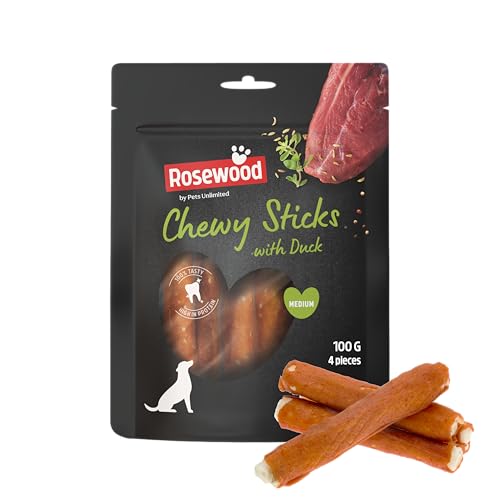 Rosewood Chewy Sticks Ente Medium Kaustangen mit Ente und Rinderhaut Kausnack für Hunde unterstützt die Zahnpflege ohne Getreide ohne künstliche Zusatzstoffe 100 g