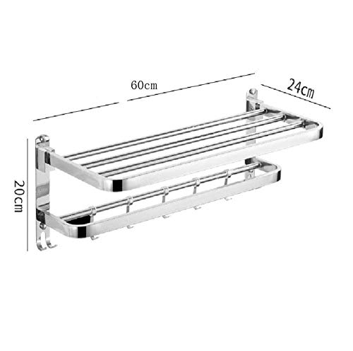 Porte-serviettes de bain double pliable 60cm en acier SUS304 - 8