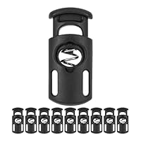 Kordel Stopper, 1-Loch, 10 Stück, Schwarz, für bis Ø 4 mm Kordeln, Band Klemme Jacke, Bekleidung, Rucksack, Gummikordel Stopper, Schnellverschluss Schnürsenkel, Schnur Rutsche, Tanka Kordelstopper