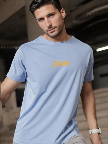 Image of FitMonkey Sports Crew Neck Stretchable Dry Fit T Shirt | Regular Fit Textured T Shirt for Men |Sport T Shirt for Men | Quick Dry Technology with Moisture Control |Breathable & Lightweight