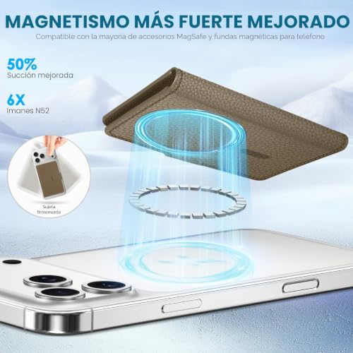 Tarjetero adhesivo evita pérdidas cartera de cuero RFID para iPhone 14 3