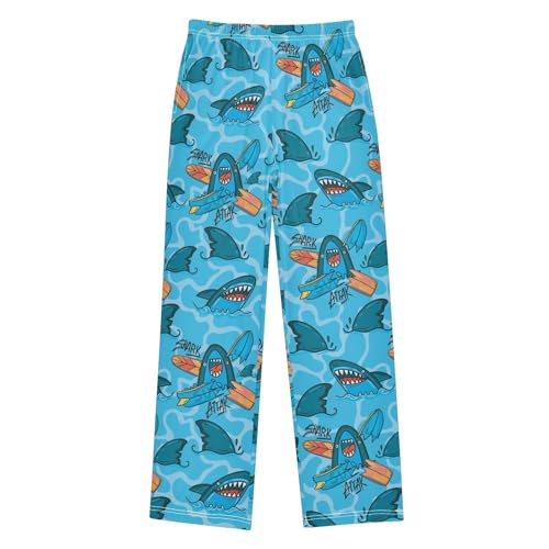 Boys' Pants Cool Shark Pattern Surfboard Long Bottoms Jogger Pants Elastic Waist Trousers with Pockets S-XL