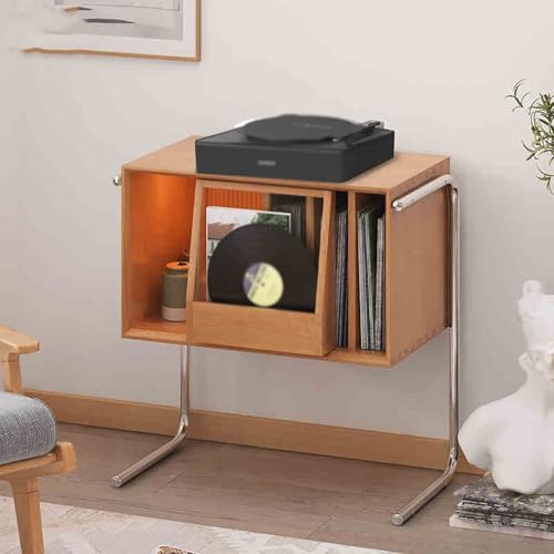 Consola de Tocadiscos y estanterías para Audio y Video en madera activa