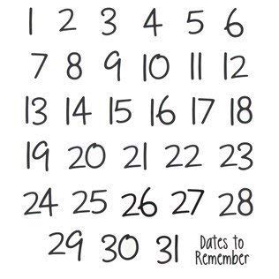 2 Sheets - Stickers - Calendar Numbers