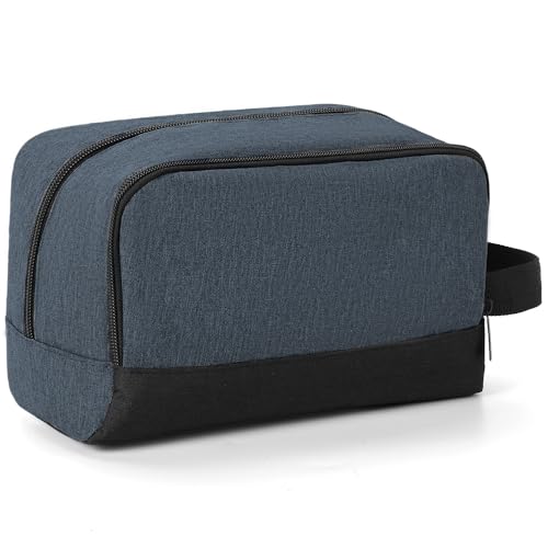 Elviros Borsa da Viaggio Uomo Appendibile, Organizer per Cura Personale - Borsa Cosmetici Compatta per Barba e Accessori, Ideale per Viaggi (Blu Navy)