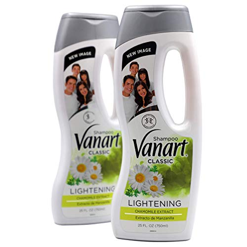 Vanart Classic Chamomile, Lightening Shampoo, Cleansing and Lightening Shampoo with Chamomile Extract, Lightens Naturally, Soft and Luminous Hair, Delicately Perfumed, 2 Pack Of 25 Fo Bottles