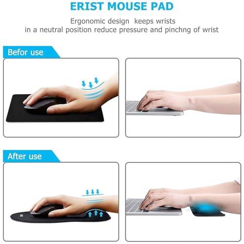 Image of Storite Mouse Pad Wrist Support, Memory Foam Keyboard Wrist Pad & Wrist Rest Set for Computer Keyboard for Easy Typing & Pain Relief for Office & Home (Black Set)