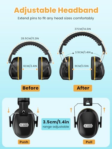 Dr.meter Noise Cancelling Headphones for Adults Ear Protection, 31dB Ear Muffs for Kids Autism Sensory, Hearing Protection Noise Reduction Earmuffs for Shooting Gun Range, Mowing, Concerts, Fireworks - Image 5