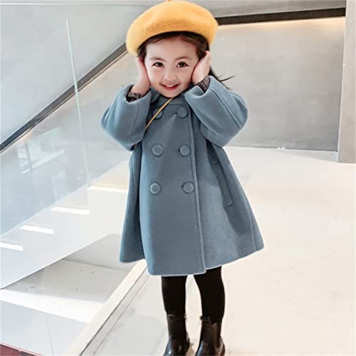 Girls' Dress Coat Double Breasted Peacoat Toddler Girls Trench Coat Wool Blend Long Winter Coat Kids Faux Fur Jacket3