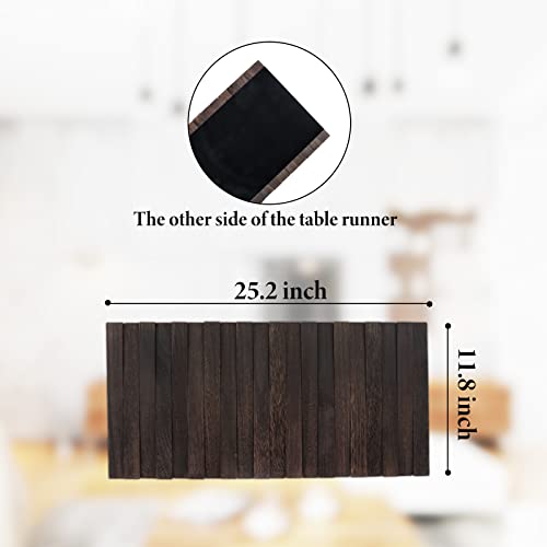 Wooden Table Runner,Natural Durable Wood Table Runner,25 X 12 Inches,Coffee Table Runner With Thick Felt Backing,Table Decorations For Dining Room,Farmhouse Decor,Wedding Decor,Brown #TOP4