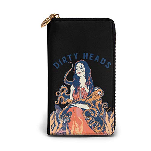 Preisvergleich Produktbild JHGFG Echtes Leder Geldbörsen mit Reißverschluss Geldbörse Reisetasche um Kartenhalter Organizer Clutch Bag Black