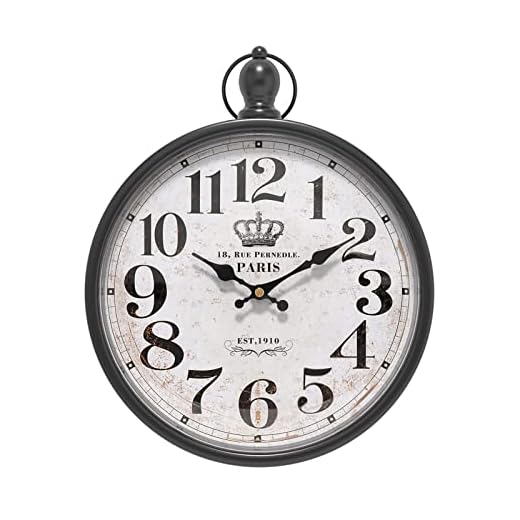 Menterry Retro Round Wall Clock. Black Vintage Antique Style Decor Wall Clocks for Kitchen,Farmhouse,Bedroom,Bathroom,Office, (11.8" H x 9.3" W)