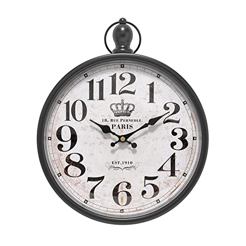 Menterry Horloge Murale rétro européenne Design Antique à l'ancienne, Style Rustique et Vintage. Horloges murales silencieuses fonctionnant à Piles pour la...