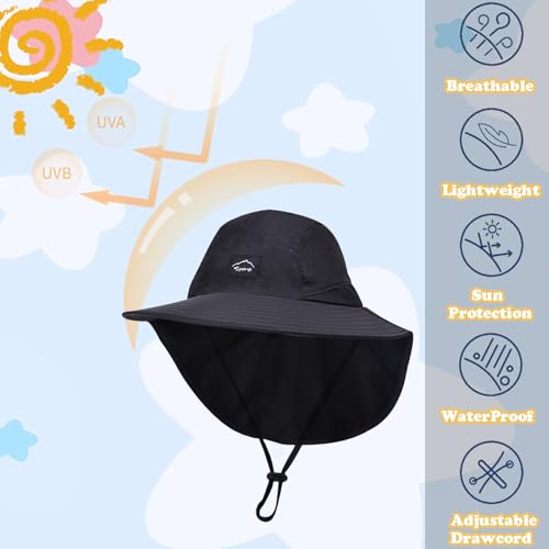 Image of ZOORON Kids Sun Hat with Neck Flap UPF 50+ Beach Hats for Baby Boys Girls