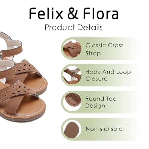 Image of Felix & Flora Toddler Girl Sandals - Little Girl Easter Dress Shoes Lightweight Open Toe Beach Holiday Flats