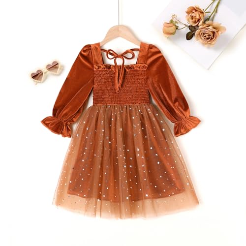 Happy Town Toddler Girl Long Sleeve Velvet Tutu Holiday Dress Fall Winter Clothes Christmas Thanksgiving Day Outfits2