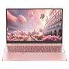 Portátil oro rosa de 15.6 pulgadas, FHD IPS, Celeron N5095, 16G DDR4 RAM 256G SSD, preinstalado Win 11 Pro/Office 2019 con teclado retroiluminado/sensor de huellas dactilares/USB 3.0/Mini HDMI