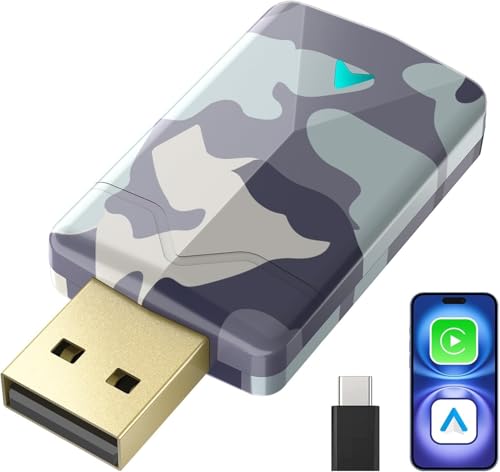 #VerdientProvisionen<br>2026 Pro Mini CarPlay Wireless Adapter Android Auto Wireless Adapter Plug Play USB A/USB C estable y compacto para conducción fluida compatible con coches a partir de 2016 iOS 10 y Android 10