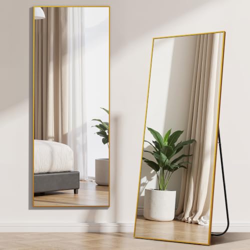 Image of 16 inchx59 inch Rectangle Full Length Mirror, Alloy Frame Freestanding Mirror