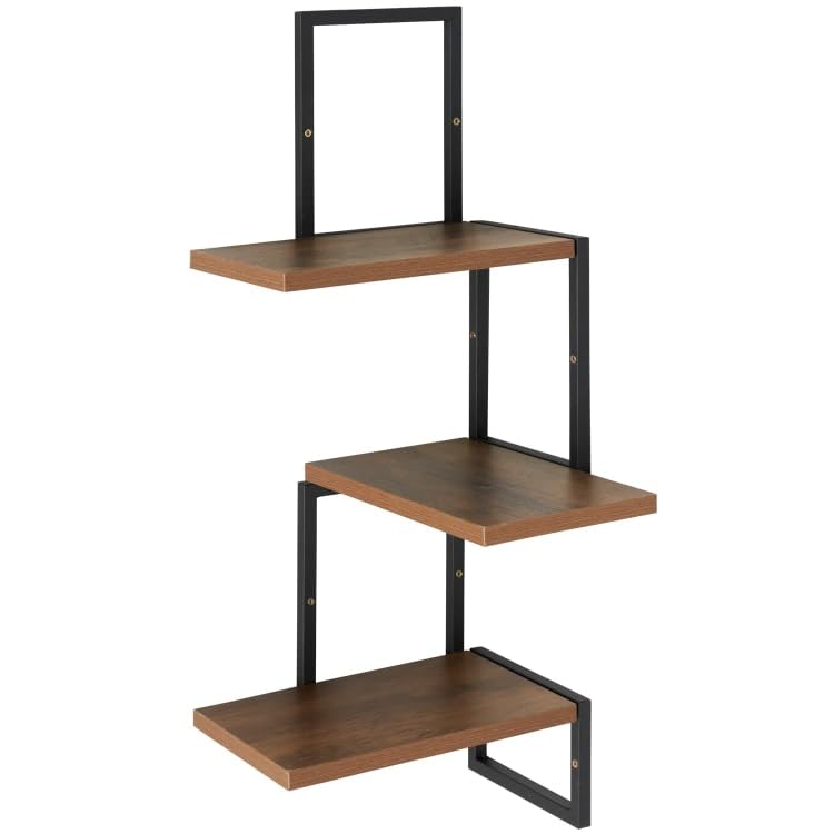 Tromso 3 Tier Corner Shelf - Brown, Designed to Maximise Corner