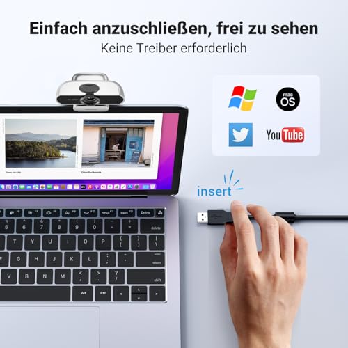 UGREEN FineCam Lite 1080P, Dual-Mikrofon, Fixfokus, mit Privacy Cover – Ansicht 4