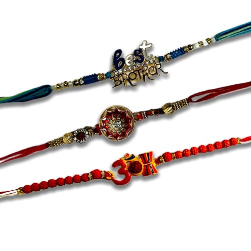 Image of inchPremium Rakhi for Brother | Handcrafted Raksha Bandhan Rakhi Bracelet for Bhaiya | Designer Traditional Rakhi Thread with Roli Chawal & Greeting Card | Rakhi Gift for Adults inch